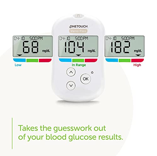 Onetouch Verio Flex Blood Glucose Meter | Glucose Monitor For Blood Sugar Test Kit | Includes Blood Glucose Monitor, Lancing Device, 10 Sterile Lancets, And Carrying Case #TOP3