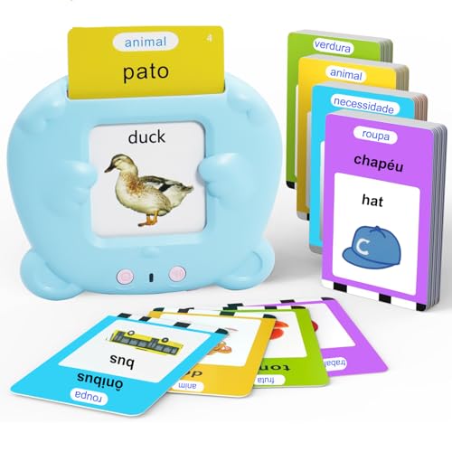Image of MAYAPHILOS 224 Words Brazil Portuguese and English Talking Flash Cards for Toddlers, Autism Sensory Toys, Portuguese Language Learning Educational Montessori Speech Therapy Toys Gifts for Kids