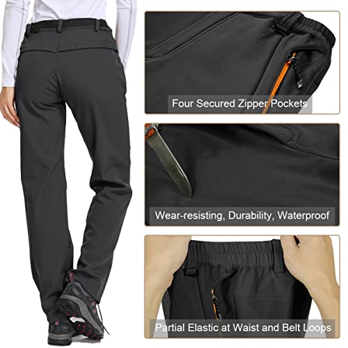 Jessie Kidden Women's Waterproof Pants Hiking Ski Snow Fish Fleece Lined Insulated Outdoor Golf Travel Pant (26, 801F Grey Xs) #TOP2