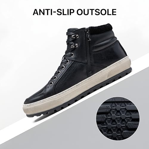 Image of Jousen Mens Casual Shoes Premium Leather Side Zipper High Top Boots Fashion Sneakers for Men