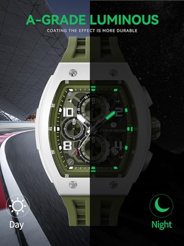 Image of Tsar Bomba Mens Watches Quartz Wristwatch for Men Waterproof 50M Analog Luxury Tonneau Chronograph Calendar Date Men's Dress Business Work Watch Gift for Men