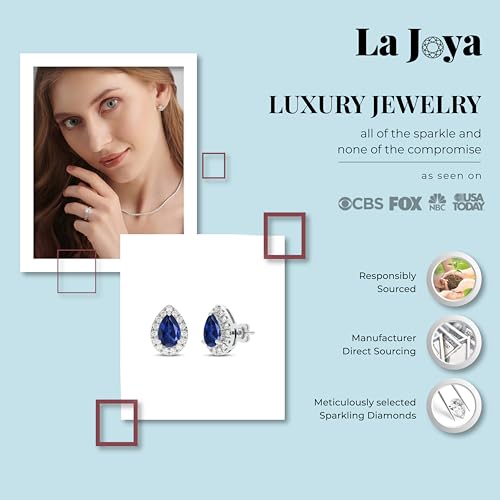 Lab Created Sapphire and Lab Grown Diamond Halo Stud Earrings for Women | 10K Solid White Gold Earrings | Multiple Shapes and Weights to Choose From2