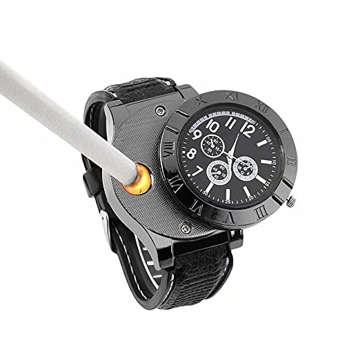New Military Usb Lighter Watch Men's Casual Wristwatches With Windproof Flameless Cigarette Cigar Lighter (Gun Color)… #TOP4