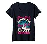 real girls go ghost hunting ghosts paranormal maglietta con collo a v