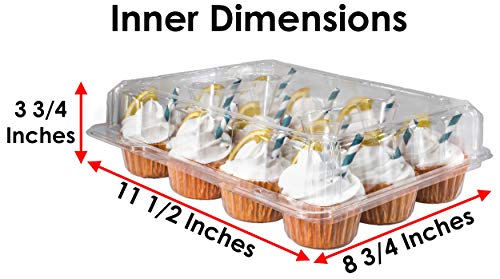 Katgely Cupcake Containers 12 Count (pack of 30), Clear Plastic Cupcake Boxes 12 Count, Deep Dome, Stackable, Disposable & BPA-Free