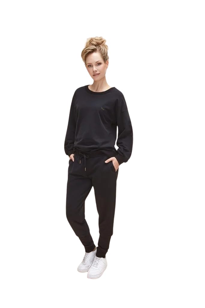 Tuta da donna / Homewear | Tuta da jogging | 2 pezzi tuta da casa / Tracksuit | Abbigliamento sportivo, Nero, XL