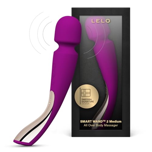 LELO Smart Wand 2 All-Over Body Handheld Waterproof Vibrator and Wand Massager Vibrating Massager for Her and Wand Massagers for Neck and Back with 10 Vibration Patterns Aqua (Deep Rose Medium)