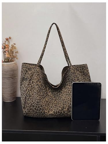 Image of MakeMeChic Women's Leopard Tote Bag Cheetah Oversize Shoulder Bag Weekender Bag