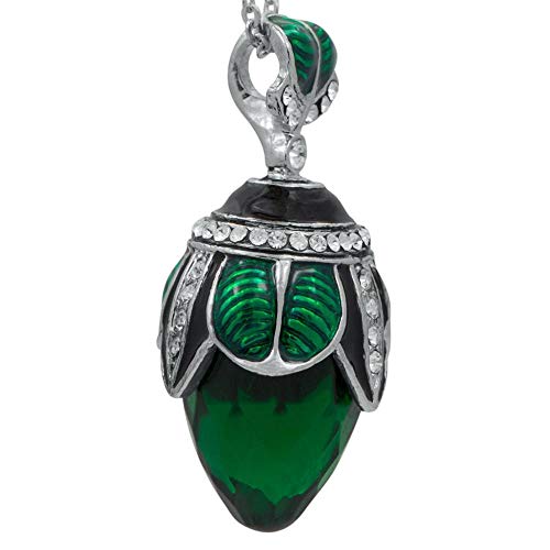 Regal Raindrop: Green Crystal Water Drop Egg Pendant Necklace3