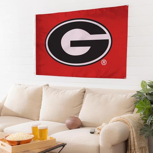 BSI NCAA Georgia Bulldogs 3 x 5 Outdoor Flag Durable with Grommets | Heavy Duty Flag & Banner for Garden Patio | Indoor Wall Decor for Room | Works with Flag Poles for Outside House (Red)
