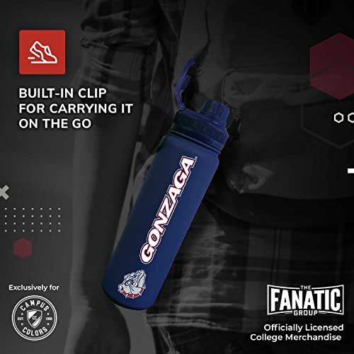 Campus Colors Stainless Steel Vacuum Sealed Sport College Water Bottle, Twist-On Cap, Built-In Handle For Hot Or Cold Drinks, 24 Oz (Gonzaga Bulldogs - Blue,) #TOP5