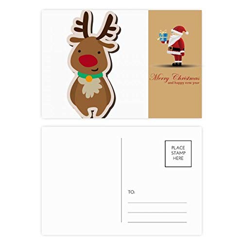 Cartes postales de Noël wapiti dessin animé pour vœux de fin d'année - Lot de 20