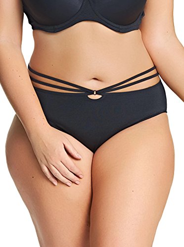 Elomi calcinha feminina plus size com alças, Preto, Medium