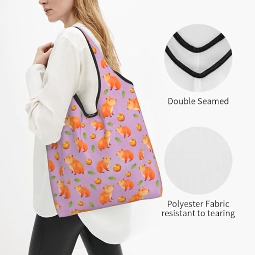Sacs d'épicerie pliables Capybara grand sac voyage tissu réutilisable femme