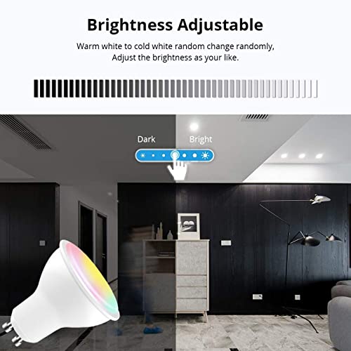 fengyan Casa Bombillas 2 0pcs AC85-265V WiFi Smart GU10 LED Bombilla de luz Spotlight Smart Life Aplicación 4w rgbcw Trabajo de Control de Voz con a.Lexa goo.gle a casa Familiar Lámpara