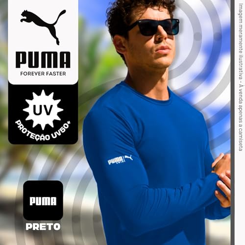 PUMA Camiseta Térmica Manga Longa Proteção UV50+ Fio LYCRA® Masculino Adulto, Azul Petroleo, GG