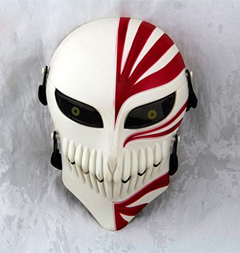 Gmasking Bleach Ichigo Kurosaki Airsoft Wire Mesh Paintball Mask Replica (White-Red)