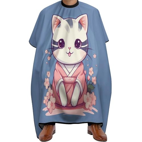 Cute Japanese Cat Hair Cutting Cape for Men Women Waterproof Barber Cape Adjustable Salon Haircut Capes