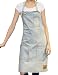 VANTOO Unisex Distressed Jean Apron with Convenient Pockets for Men and Women,White