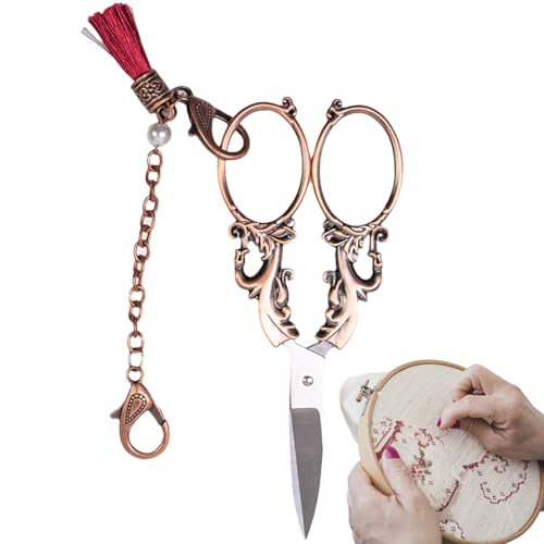 Tijeras de tejer, pequeñas tijeras de costura | Estilo retro europeo de ganchillo con cadena, herramienta de bricolaje para obras de arte, bordado y costura