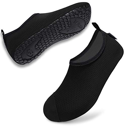 VIFUUR Womens Mens Water Shoes Barefoot Yoga Shoes Quickly Dry Aqua for Outdoor Snorkeling Beach Swim Surf Black 44/45