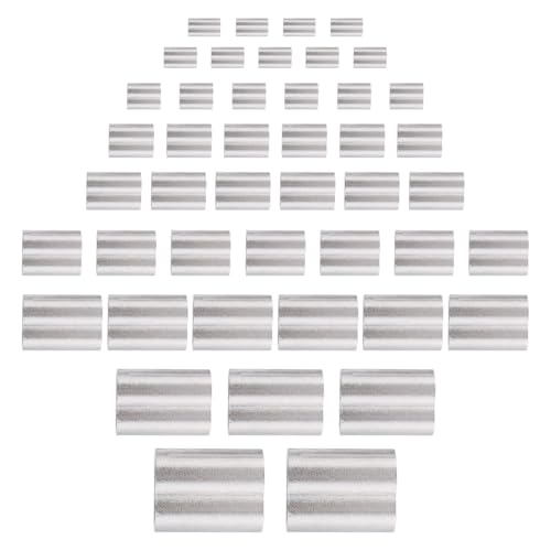 PAMINGONO Clip de Cable de Acero con Manguito de Aluminio Doble Orificio 320 Piezas de Abrazaderas de Cuerda de Acero de 12Mm a 8Mm para Fijación Industrial y Agrícola Resistente