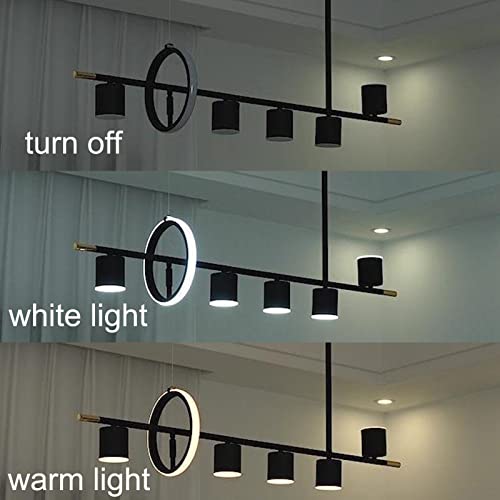 Siittoo Modern Black Pendant Light, Led Dimmable Hanging Pendant Light Fixture With Spotlights, 40'' Modern Led Chandelier Kitchen Island Light For Table Dining Room Bar (40W, 6-Light, Matte Black) #TOP6