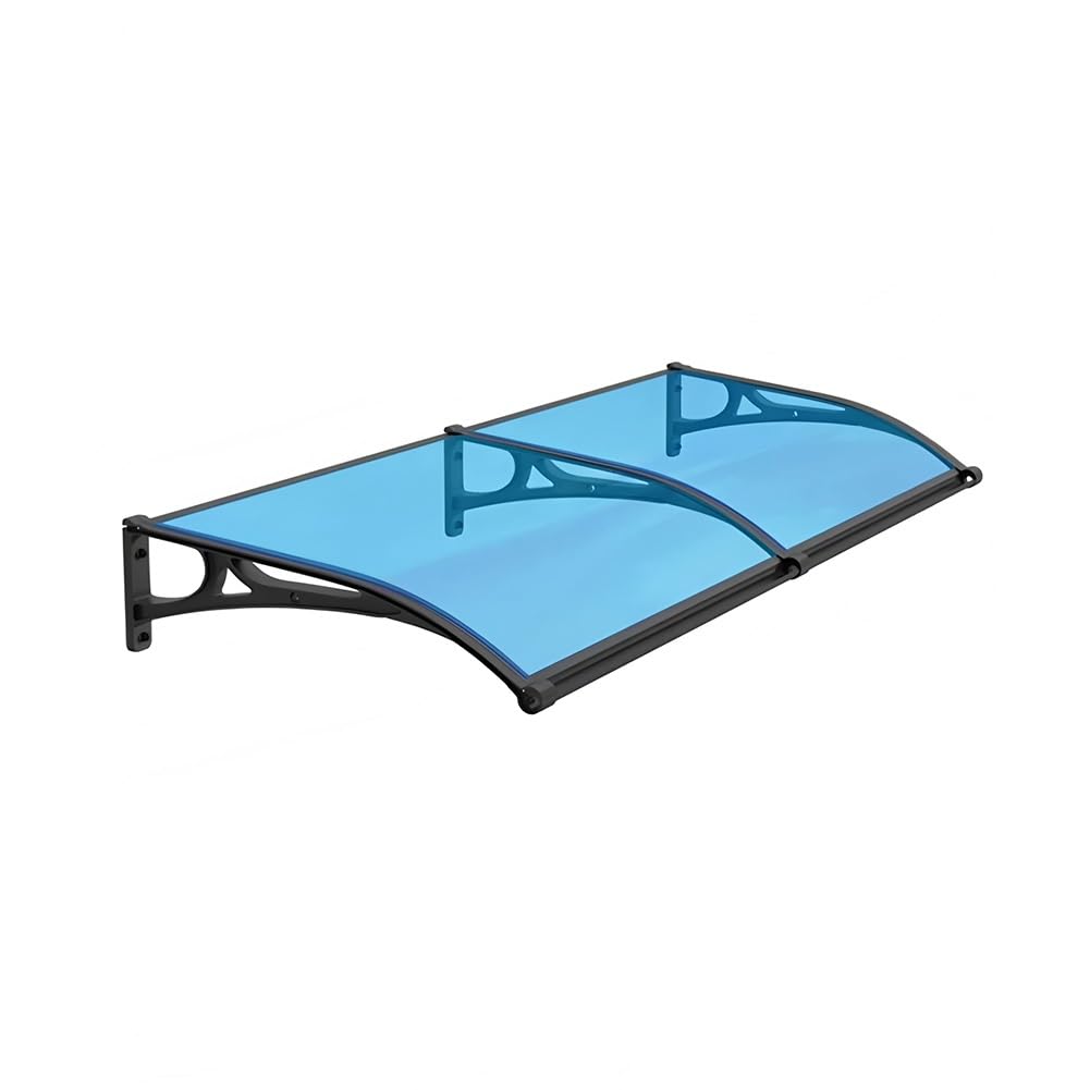 Auvent de porte noir 65x120 avec support acier pour entrée et porche