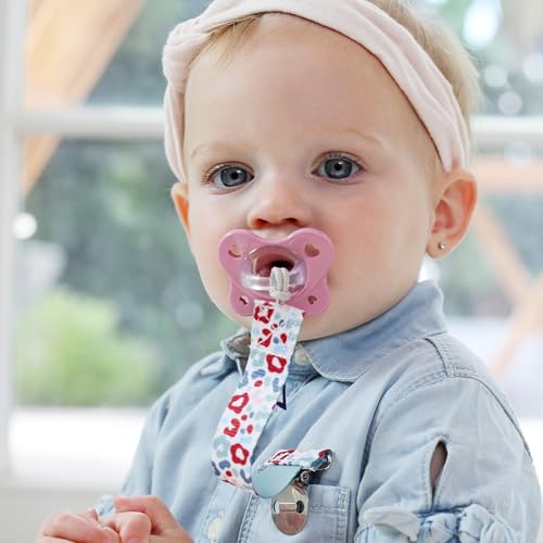 Image of Chicco Two-in-One Pacifier Clip with Loop & Ring Attachment, Loop for Teethers and Small Toys, Ring Included for Knob-Style Pacifiers, Secure Clasp is Gentle on Clothing, One-Piece Design, Multicolor