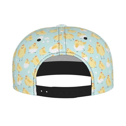 å°鸡 Fashion Flat Brim Baseball Cap â€“ Stylish Unisex Cap with All-Over Print Design â€“ Breathable Lightweight Hat for Daily Wear, Outdoor Activities, and Travel Black4