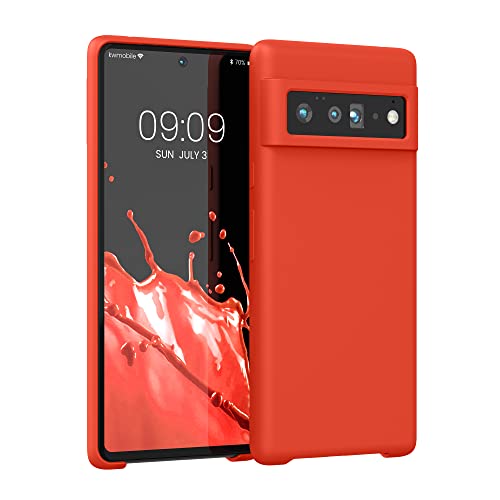 kwmobile Case for Google Pixel 6 Pro Case - Soft Cover - Shockproof Silicone - Wireless Charging Tangerine Orange