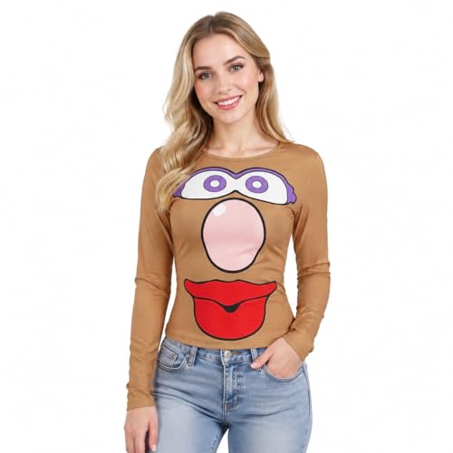 PAINEOMN Mr. Mrs. Potato Costume Printed Big Face T-shirt Halloween Couples Tee Cosplay Outfits for Adult Fancy Dress XS