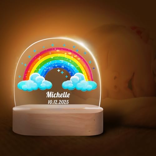 Lámpara de noche personalizada con luces LED y base de madera miniatura 3
