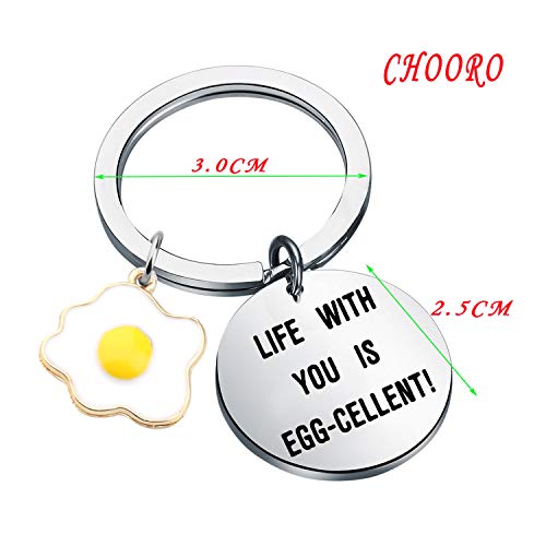 CHOORO Life With You Is Eggcellent Egg Pun Gifts Egg Charm Keyring Funny Birthday Gift Friendship Gift2