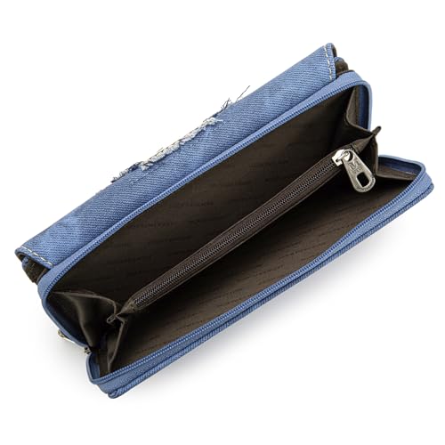 Montana West Embroidered Aztec Wallet for Women Western Denim Clutch Long Bifold Purse with Card Holder3