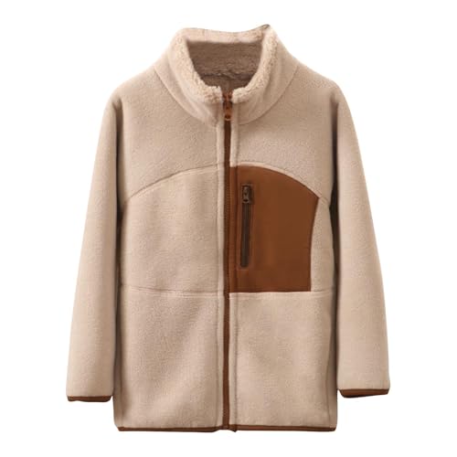 Girls Winter Sherpa Warm Coats Stand Collar Long Sleeve Jacket with Pocket Full Zipper Fuzzy Jackets 2025 Coat