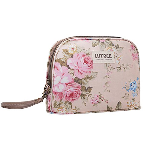 Preisvergleich Produktbild Lvtree Make up Tasche, Waschbeutel Kosmetische Reisetaschen Reise Kulturtasche Blumen Bleistift Kleine Frische Garten Art Blumenleinwand Studenten Feder / Bleistift Kasten Bleistift Beutel, Pink