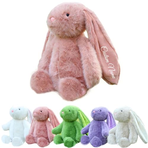 Kinetora Peluche Lapin Personnalisé, Animal en Peluche Lapin Personnalisé avec Texte, 30/40cm, Cadeau Doudou, Peluche Douce en Coton pour Cadeaux de Pâques et...