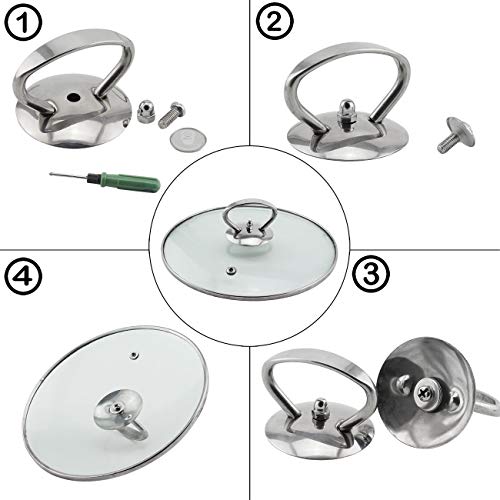 Pzrt 2-Pack Universal Pot Lid Cover Knob Handle,Stainless Steel Replacement Cookware Pot Lid Handgrip Knob With Three Length Mounting Screws And Silicone Washer #TOP2