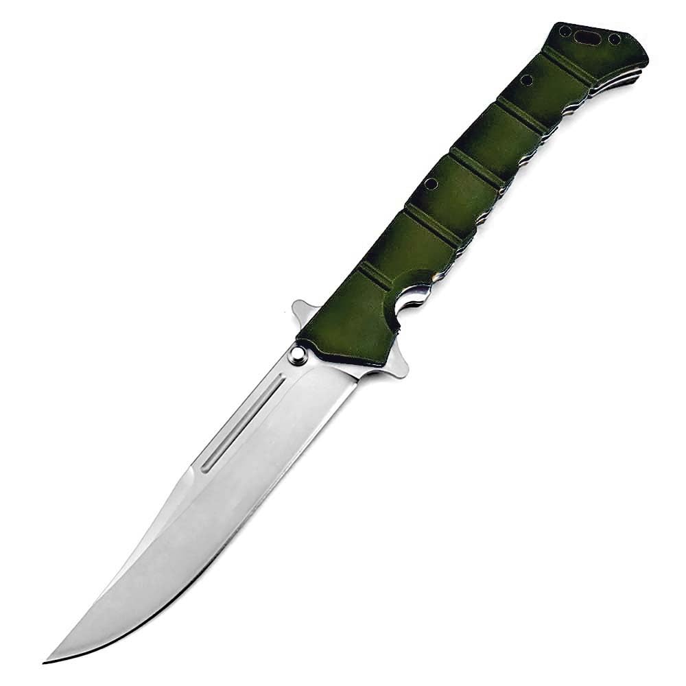 Joa Klappmesser schmal EDC Taschenmesser Scharfe, klappbare G10 Grün, D2 edelstahl klinge, Outdoor messer Jagd einhandmesser, survival neck knife, tragbare Camping messer
