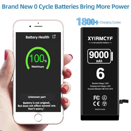 Xyirmcyf 9000Mah Super Capacity Battery Compatible With Iphone 6/6G thumb #3