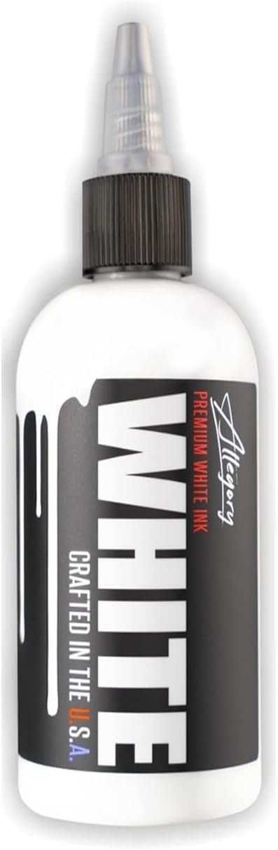 Allegory Tattoo Ink – White, Premium White Tattoo Ink, Perfect for Mixing, Shading and Highlighting, Smooth, Consistent Pigment, Vegan Friendly Tattoo Color, Organic Ink, Crafted in The USA, 2 oz