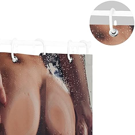 Sexy Young Naked Woman Butt in Water Drops Against Glass Waterproof Shower Curtain, Machine Washable Polyester Cloth with 12 Hooks, No Smell Bath Tub Stall Curtain Liner 66"(W) x72(H)