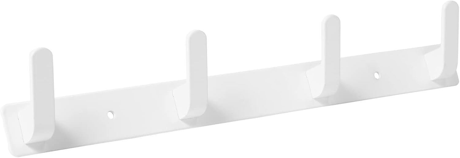 4 Hooks White Wall Mounted Towel Hooks for Bathrooms and Coat Racks