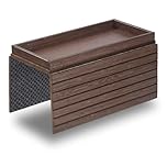 DETOR Sofa Arm Tray with Spacious 31.5 × 14 cm Storage Box, Walnut Bamboo Finish, Enhanced Non-Slip Felt Base, Fits Armrests 15.5 cm and Wider