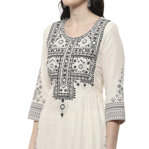Image of BIBA Women Cotton Gathered Printed Suit Set