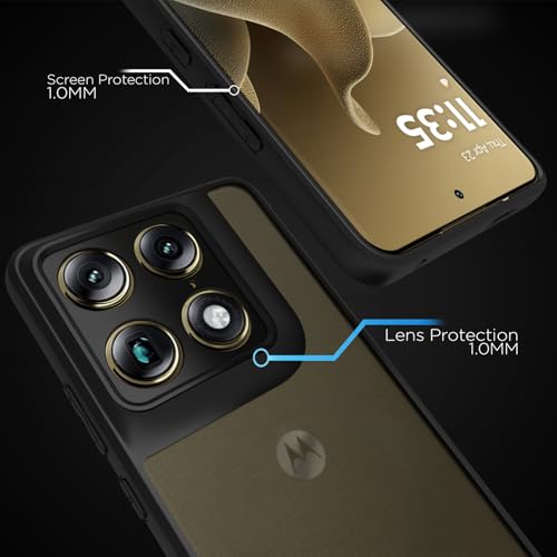 Image of RIGGEAR Shockproof Sleek Hybrid Armor Back Cover Case for Motorola Moto Signature 5G (Smoke Black Matte PC + Black TPU Bumper)