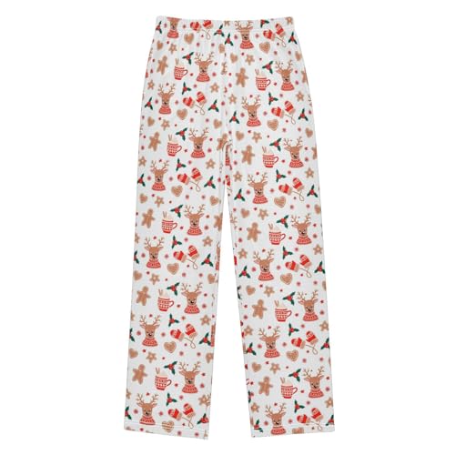 Boys' Pants Christmas Cute Animal Deer Long Bottoms Jogger Pants Elastic Waist Trousers with Pockets S-XL