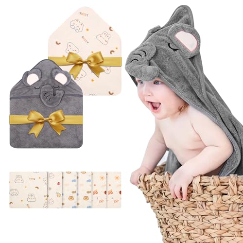 Exyvox Toalla de baño con Capucha para bebé, Toalla de baño de bambú orgánico, Toalla con Capucha,Suave y súper Absorbente, Lavable a máquina, Toallas de baño para niños pequeños, 0-3 años