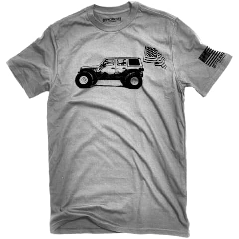 Off-Road SUV American Flag USA Silhouette T-Shirt Perfect Shirt for Offroad JK JL 4x4 Owners (US, Alpha, Large, Regular, Regular) Cover